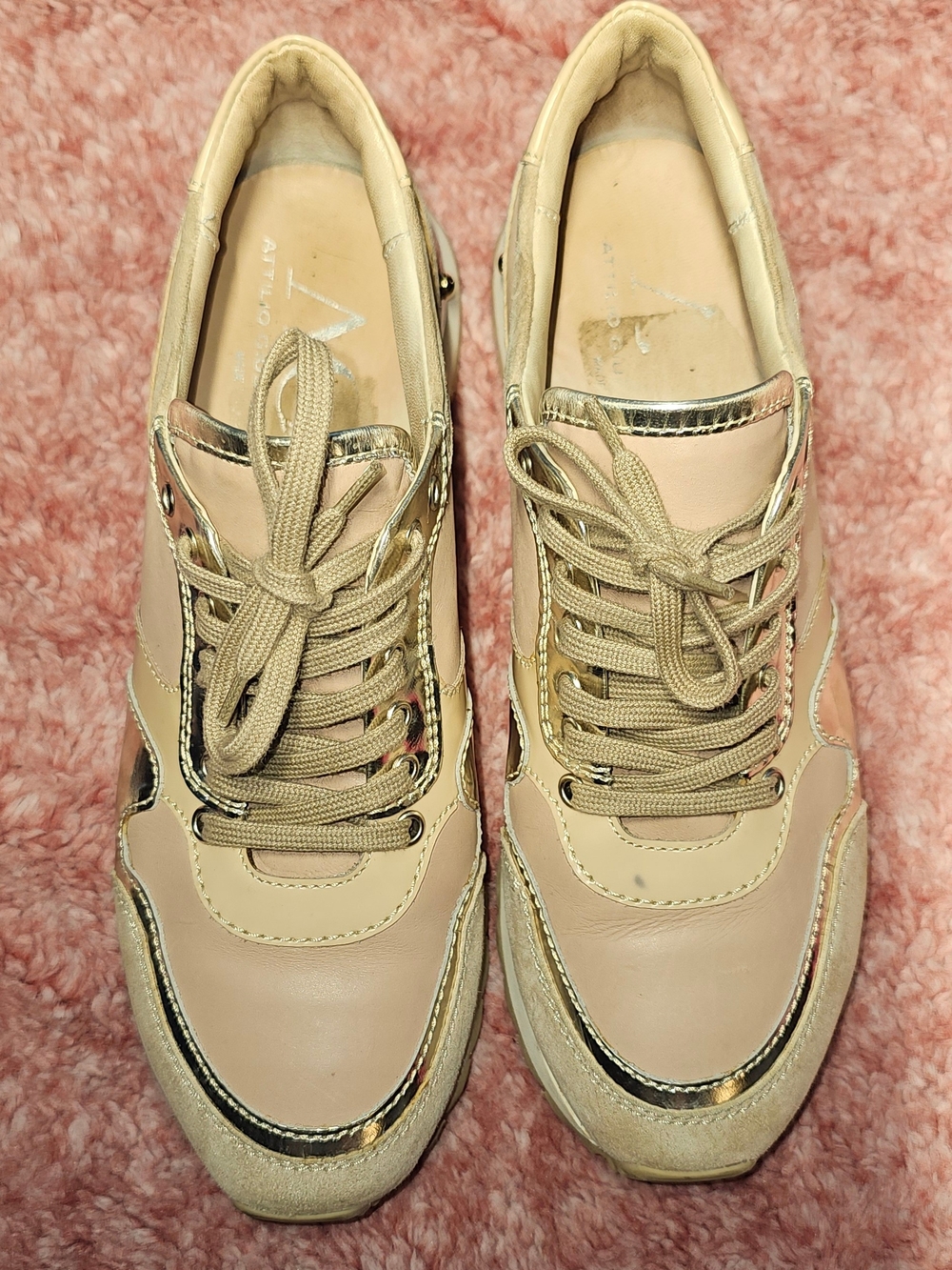 Attilio Giusti Leombruni Studded Leather Sneaker Size 7.5 Made in Italy